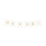 PartyDeco Garland Bunting Banner Mr & Mrs White and Gold Wedding Backdrop Wall Hanging Decoration, 15 x 85 cm