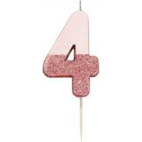 Talking Tables Rose Gold Glitter Number 4 Candle Cake Decoration