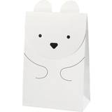 Creativ Company Paper Bag, polar bear, H: 18 cm, size 6x12 cm, 80 g, white, 6 pc/ 1 pack