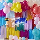 Ginger Ray Rainbow Bright Balloon and Streamer Party Backdrop DIY Kit 115 Balloon Pack and 250m Streamer Pack