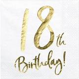 Paper Napkins PartyDeco 18th Birthday Paper Birthday Napkins x 20 White and Gold