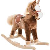 App Support Classic Toys Homcom Wooden Rocking Horse, Brown