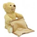 Jamara 460480 Bear Mr Babble Raises and Lowers Arms with Blanket, Hide Playing, Talks and Moves the Mouth, Fluffy Blanket for Pleasantly Soft Touch Sensation, Soft Fur