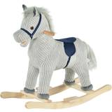 Classic Toys Homcom Wooden Unicorn Rocking Horse with Sounds Grey, Grey