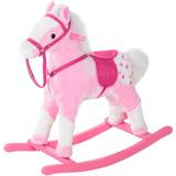 Wooden Blocks Homcom Plush Ride On Pink Rocking Horse, Pink