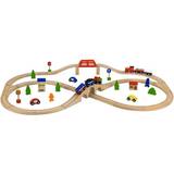 Wooden Toys Train Track Set Viga Toys Tågbana Med Tillbehör