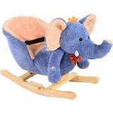 Marble Mazes Homcom Ride On Elephant Rocking Horse, Blue