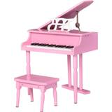 Lights Toy Pianos Homcom Jouet Kids 30 Key Mini Piano with Music Stand & Bench Pink