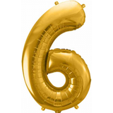 PartyDeco Foil Balloon Number 6 86cm Gold