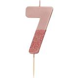 Talking Tables Rose Gold Glitter Number 7 Candle Cake Decoration