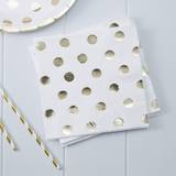 Ginger Ray PM-907 Gold Foiled Polka Dot Paper Party Napkins 20 Pack Pick & Mix
