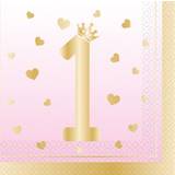 Amscan 9910310 9910310-Pink 1st Birthday Luncheon Napkins-16 Pack, Pink