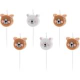 Luck and Luck Party Deco Teddy Bear Birthday Candles Cake Decoration x 6