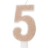 Unique Party 84975 84975-Glitz Rose Gold Number 5 Birthday Candle, Age 5