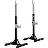 Homcom Barbell Squat Rack Portable Stand Weight Lifting Bench with Wheels