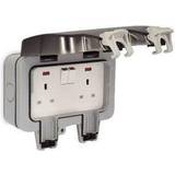 Grey Electrical Outlets & Switches Masterplug WP22-01 Weatherproof Outdoor Switched Sockets IP66
