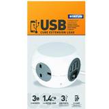 Power Strips & Extension Cords Status 3G 1.4m Cube Socket with USB Ports White