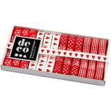 Decorative Ribbon, W: 10 mm, red/white harmony, 12x1 m/ 1 pack