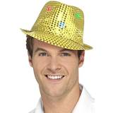 Gold Hats Fancy Dress Smiffys Light Up Sequin Trilby Hat Gold