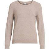 Vila Clothing Vila Ril Round Neck Knitted Pullover - Beige/Natural Melange