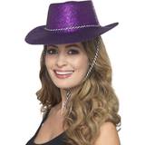 Purple Hats Fancy Dress Smiffys Cowboy Glitter Hat Purple