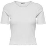 Viscose - Women T-shirts Only Emma Short Sleeves Rib Top - White