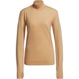 Beige - Women Base Layers adidas Primeknit Mid Layer Shirt Women - Ambient Blush Mel/Pulse Yellow