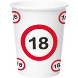 Folat 18th Birthday Traffic Sign Paper Cups 350 ml- 8 Pieces Multi Colors
