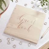 Ginger Ray Rose Gold Foiled Wooden Wedding Guest Book Beautiful Botanics, Beige