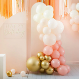 Balloon Arches Ginger Ray Peach, Ivory and Gold Chrome DIY Balloon Arch Kit Party Decorations 75 Pack