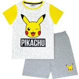 Night Garments Pokémon Boy's Pikachu Face Card Pajamas Set - White/Grey/Yellow