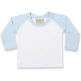 9-12M Tops Larkwood Baby's Long Sleeved Baseball T-shirt - White/Pale Blue