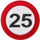 Folat 25th Birthday Traffic Sign Paper Plates 8 pieces