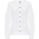 XXS Blouses Ganni Cotton Poplin Fitted Shirt - Bright White