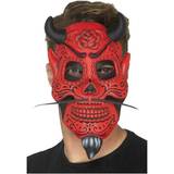 Red Head Masks Fancy Dress Smiffys Day of the Dead Devil Adult Mask