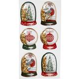 Shaker stickers, bird, tree and christmas balls, size 49x32 45x36 mm, gold, 6 pc/ 1 pack