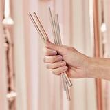 Straws Ginger Ray Rose Gold Stainless Steel Re-Usable Eco Staws 5 Pack, Party
