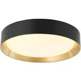 Lindby Kambia Black/Gold Ceiling Flush Light 55cm