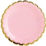 PartyDeco Disposable Plates Light 18cm Pink/Gold 6-pack