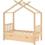 vidaXL Kids Bed Frame with a Drawer Solid Pine Wood 27.6x55.1"