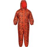 Down jackets - Fleece Lined Regatta Kid's Printed Splat II Waterproof Puddle Suit - Blaze Orange Tiger