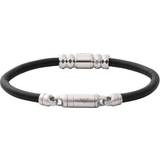 Emporio Armani Beaded Leather Bracelet - Silver/Black