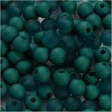Creativ Company Plastic Beads, D: 6 mm, hole size 2 mm, bottle green, 40 g/ 1 pack