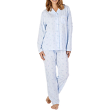 Slenderella Printed Jacquard Long Sleeve Tailored Jersey Pyjama - Blue