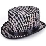 Bristol Novelty Unisex Adults Diamond Pattern Top Hat (One Size) (Silver/Black)