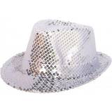Smiffys Sequin Trilby Hat Silver