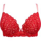 Pour Moi Romance Moulded Plunge Push Up Bra - Red/Pink
