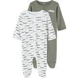 White Pyjamases Name It Snap Button Nightsuit 2-pack - Green/Agave Green (13198650)