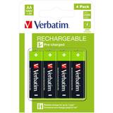 Batteries - Black - Rechargeable Standard Batteries Batteries & Chargers Verbatim AA Rechargeable NiMH Compatible 4-pack