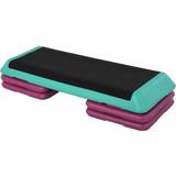 Step Boards Homcom Plastic Adjustable 3-Level Exercise Step Aerobic Stepper Green/Purple